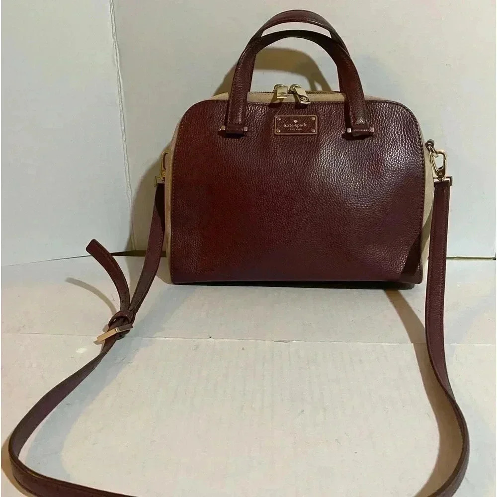 Kate Spade Plum Leather Suede Satchel Handbag